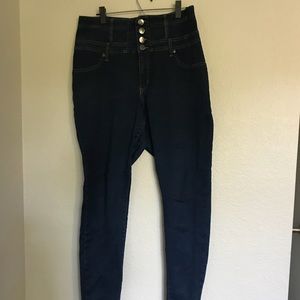 High Waist Corset Detail Skinny Jeans